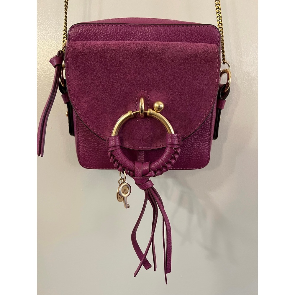 See by Chloe, Joan mini crossbody bag, suede and leather, “pulpy purple”
